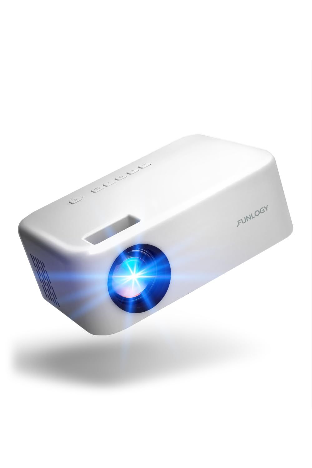 Projector プロジェクター|小型プロジェクター 150 ANSIルーメン|軽量0.5 kg|コントラスト FUNLOGY 1000 1|HDTV |接続用HDMIケーブル付属|台形補正|スピーカー内蔵 日本ブランド ホワイト