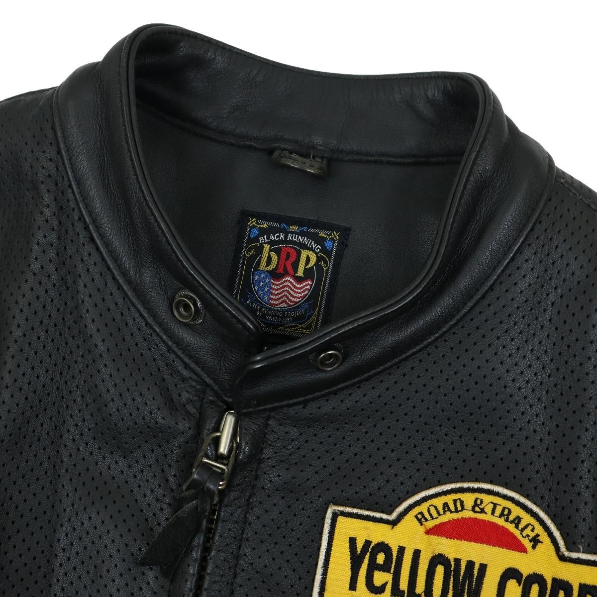 YeLLOW CORN　bRP　ライダース　本革　　パンチング　メッシュ　黒 S3659】【極美品】【ビッグサイズLL】【パンチングレザー】YeLLOW CORN