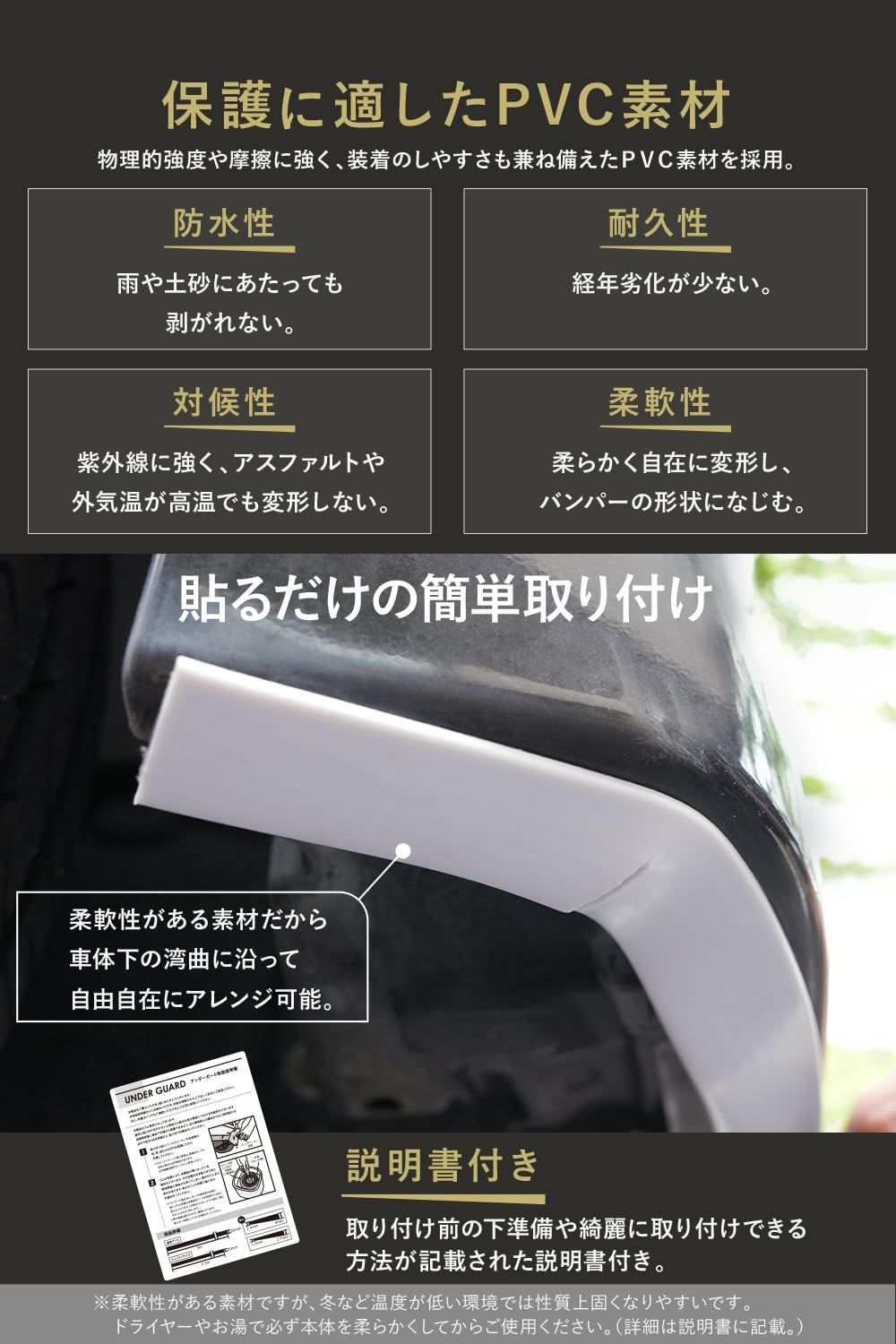 WeBirth エアロガード ガリ傷から守る!物理摩擦に強いPVC素材 車体で選べる2サイズ 日本企画 アンダーガード エアロ 保護 傷防止 白黒カラバリ 幅26mm アンダープロテクター バンパーガード スポイラーガード(レギュラー1個, ブラック)