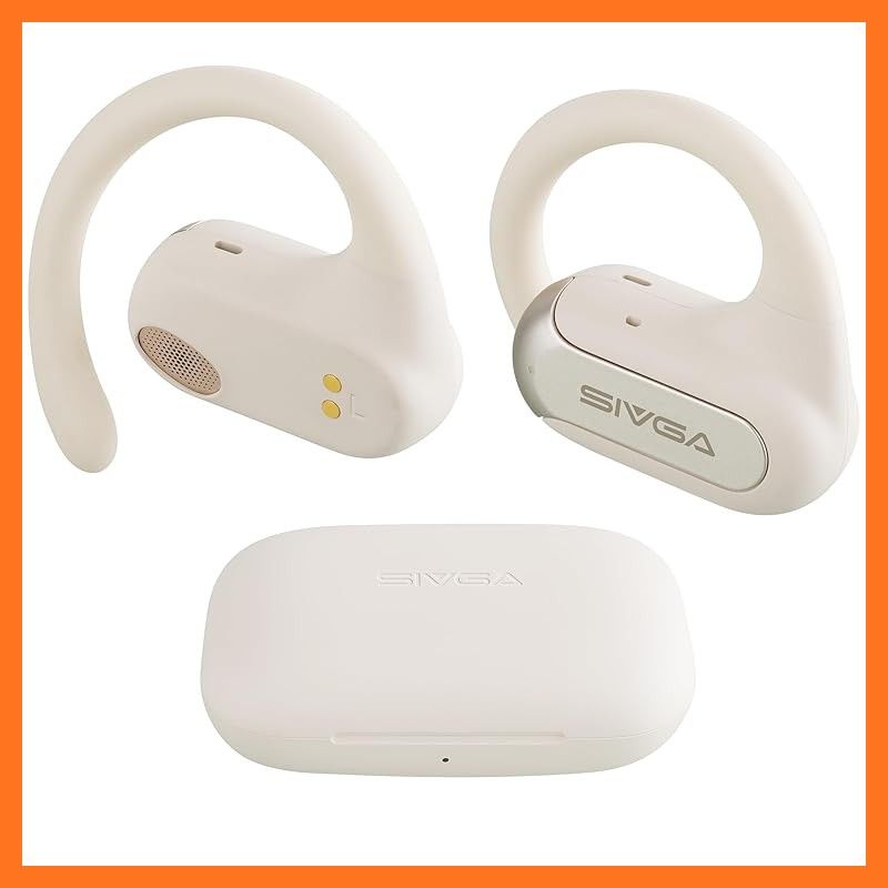 SIVGA SO 2 オープンイヤーヘッドホン 開放型 4つのマイク付きワイヤレスヘッドセット クリア通話用 イヤーフック付き軽量 IPX 5スポーツトレーニング 設計 30時間再生時間 白