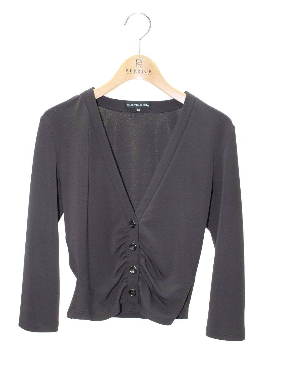 フォクシー★ニットジャケット フォクシーニューヨーク 24397 カーディガン 40 ブラウン ストレッチ