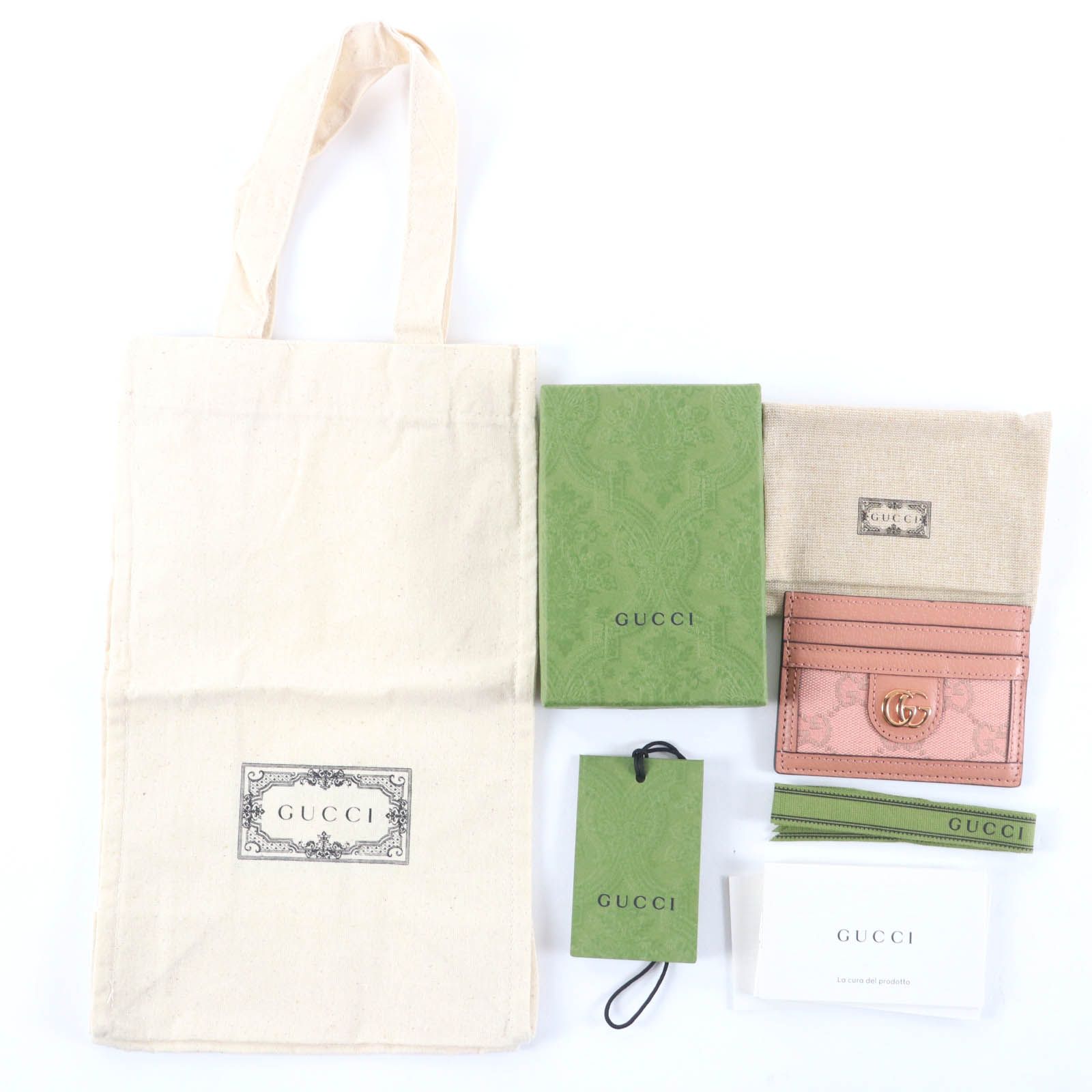 ♥品 GUCCI グッチ 523159 レザー GGキャンバス GG柄 カードケース パスケース ピンク 箱 保存袋付き イタリア製 レディース