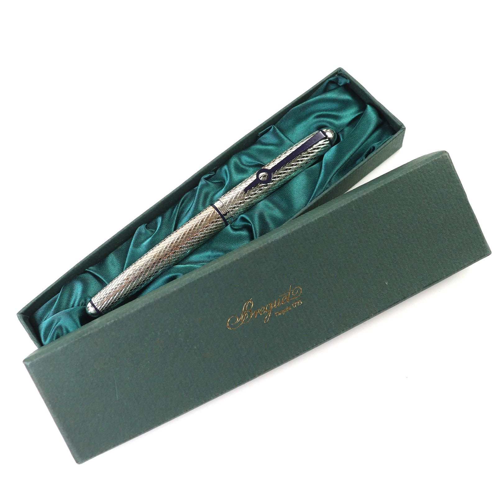 △Breguet ブレゲ SV 925 ダイヤ柄 ロゴ刻印 キャップ式 ボールペン シルバー き 重量44.6 g メンズ オススメ◎