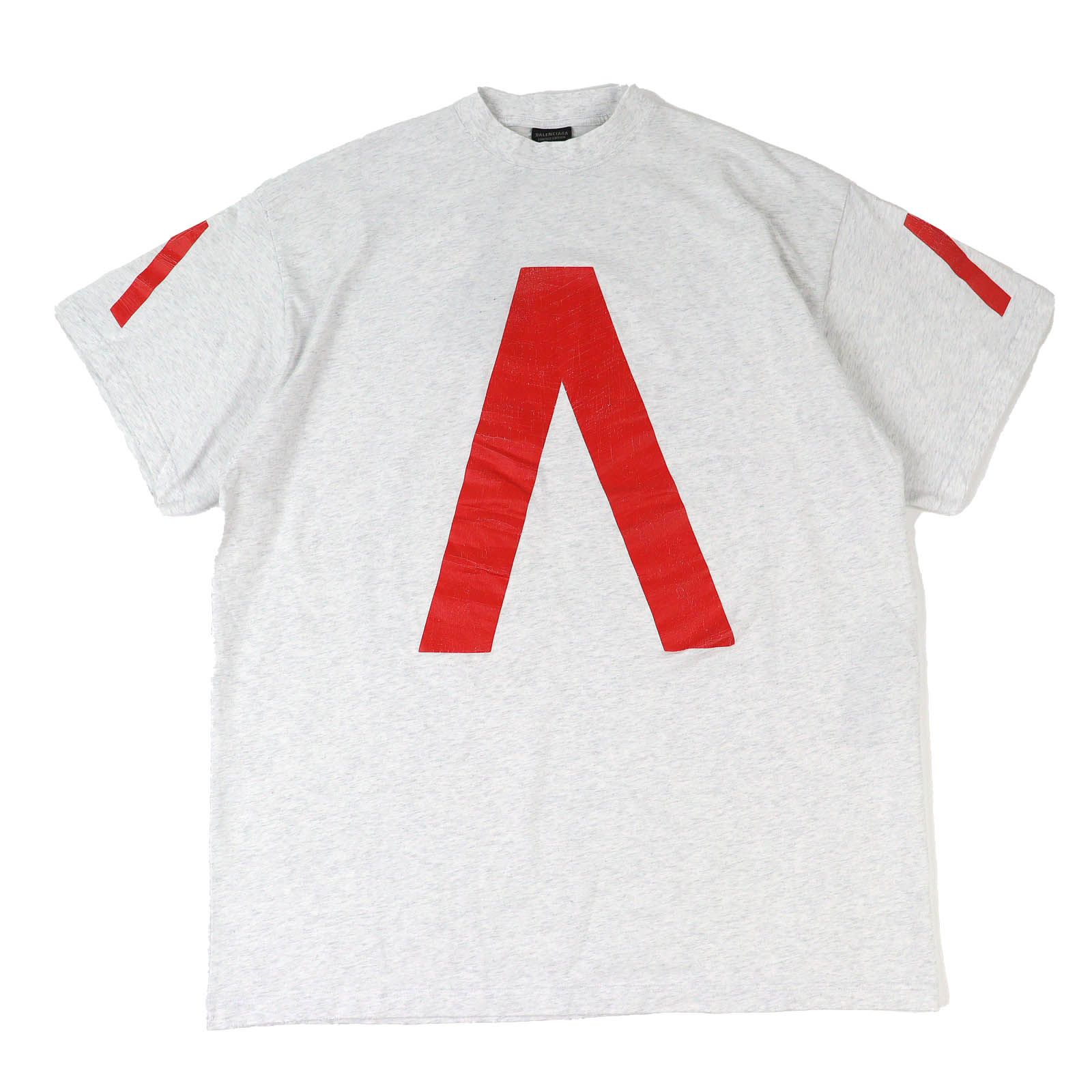 ♥品△ バレンシアガ 24 SS 739028 コットン100％ アーカイブミディアムフィットコネクテッド 半袖Ｔシャツ ライトグレー レッド 3 メンズ