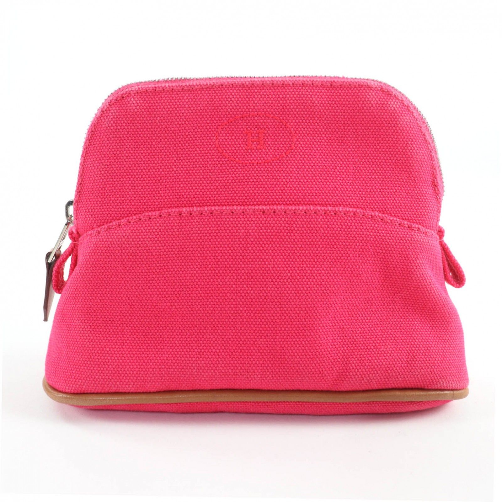 美品☆HERMES エルメス ボリードポーチ ミニミニ コットン100％ Hロゴ