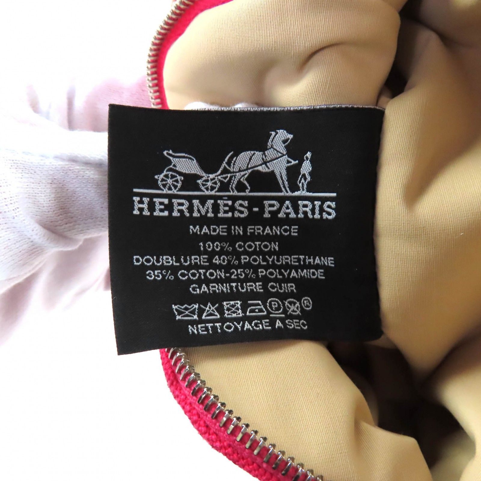 美品☆HERMES エルメス ボリードポーチ ミニミニ コットン100％ Hロゴ