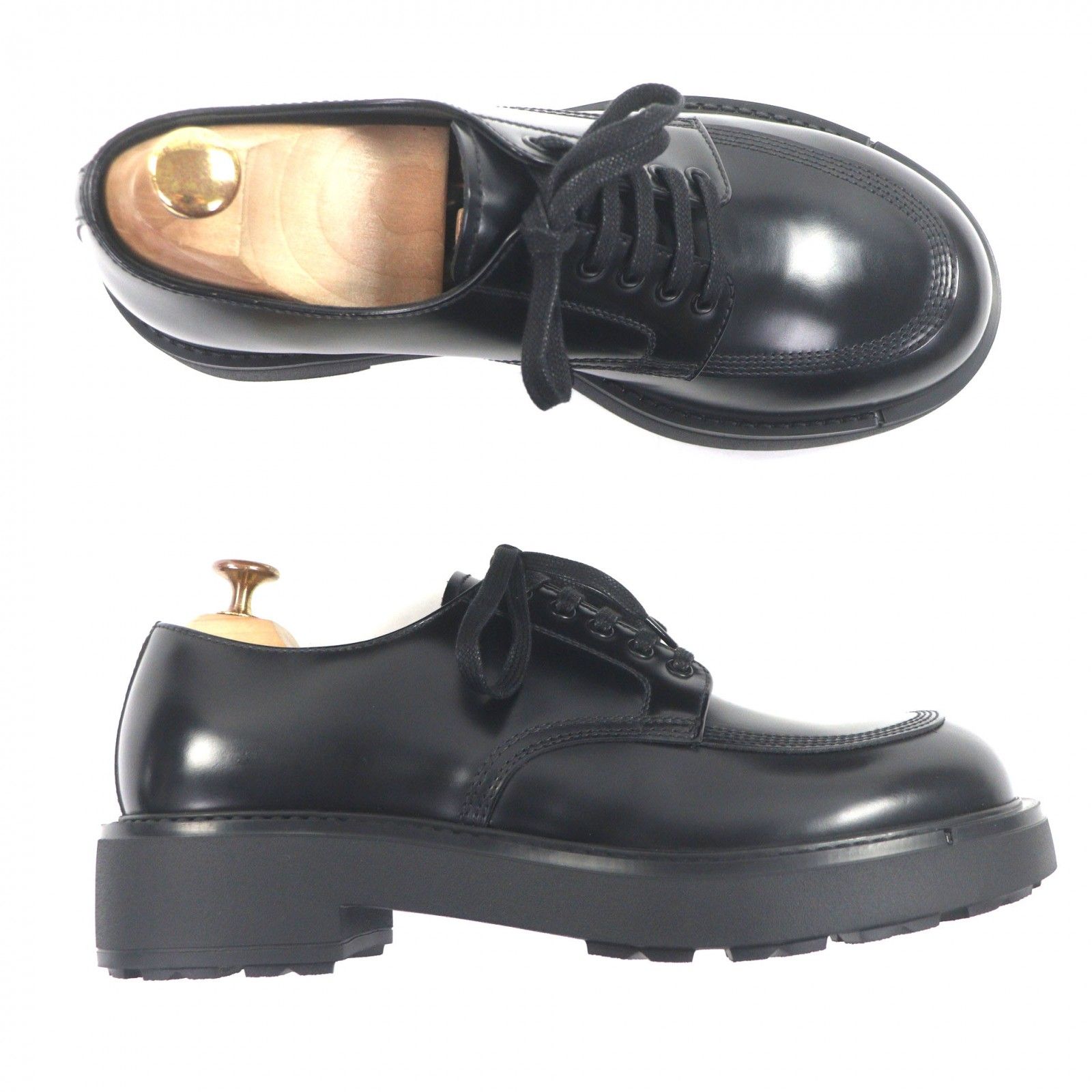 未使用品▽PRADA プラダ 2EG445 ブラッシュドレザー レースアップ