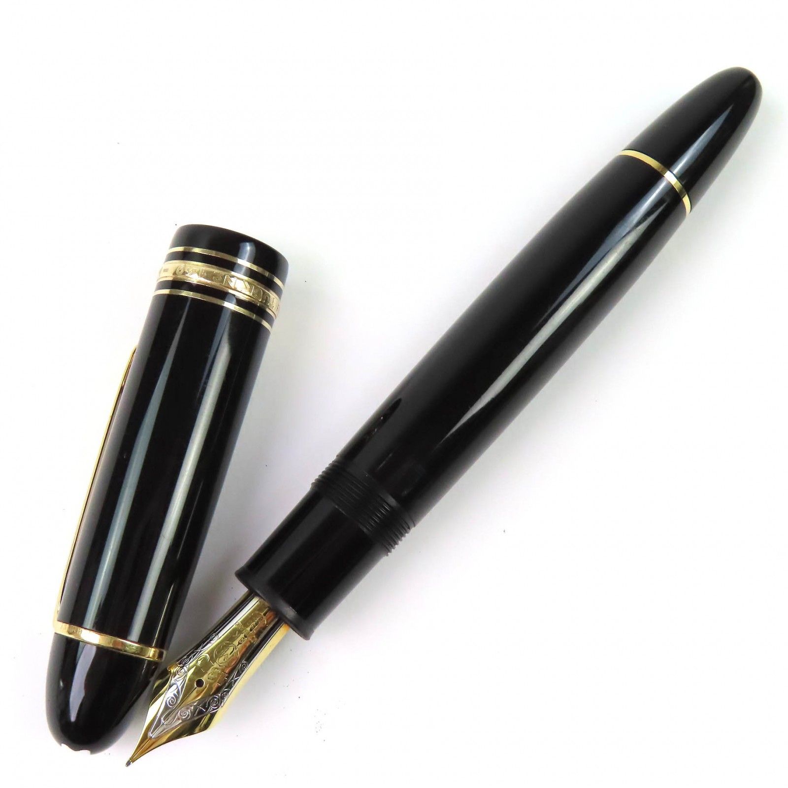  △ モンブラン マイスターシュテュック 149 ペン先18 K Fニブ ホワイトスター 万年筆 ブラック ゴールド ドイツ製 メンズ 万年筆 万年筆 インク