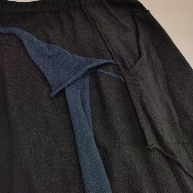 JURGEN LEHL J0174KS521 ウール パッチワーク ロングスカート ネイビー