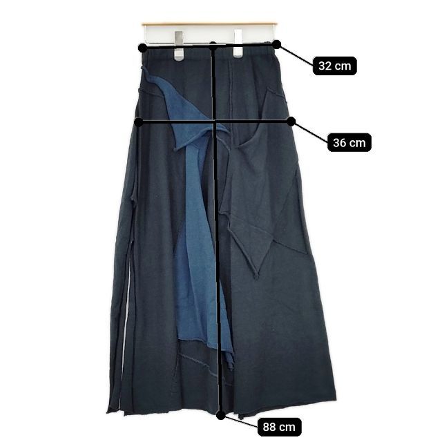 JURGEN LEHL J0174KS521 ウール パッチワーク ロングスカート ネイビー  
