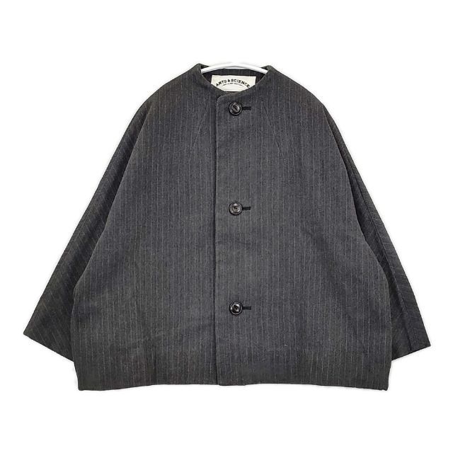 ARTS-SCIENCE 096-00211-016 ノーカラー コットン ストライプ ノーカラージャケット チャコールグレー レディース アーツ-サイエンス 5-1229 T∞