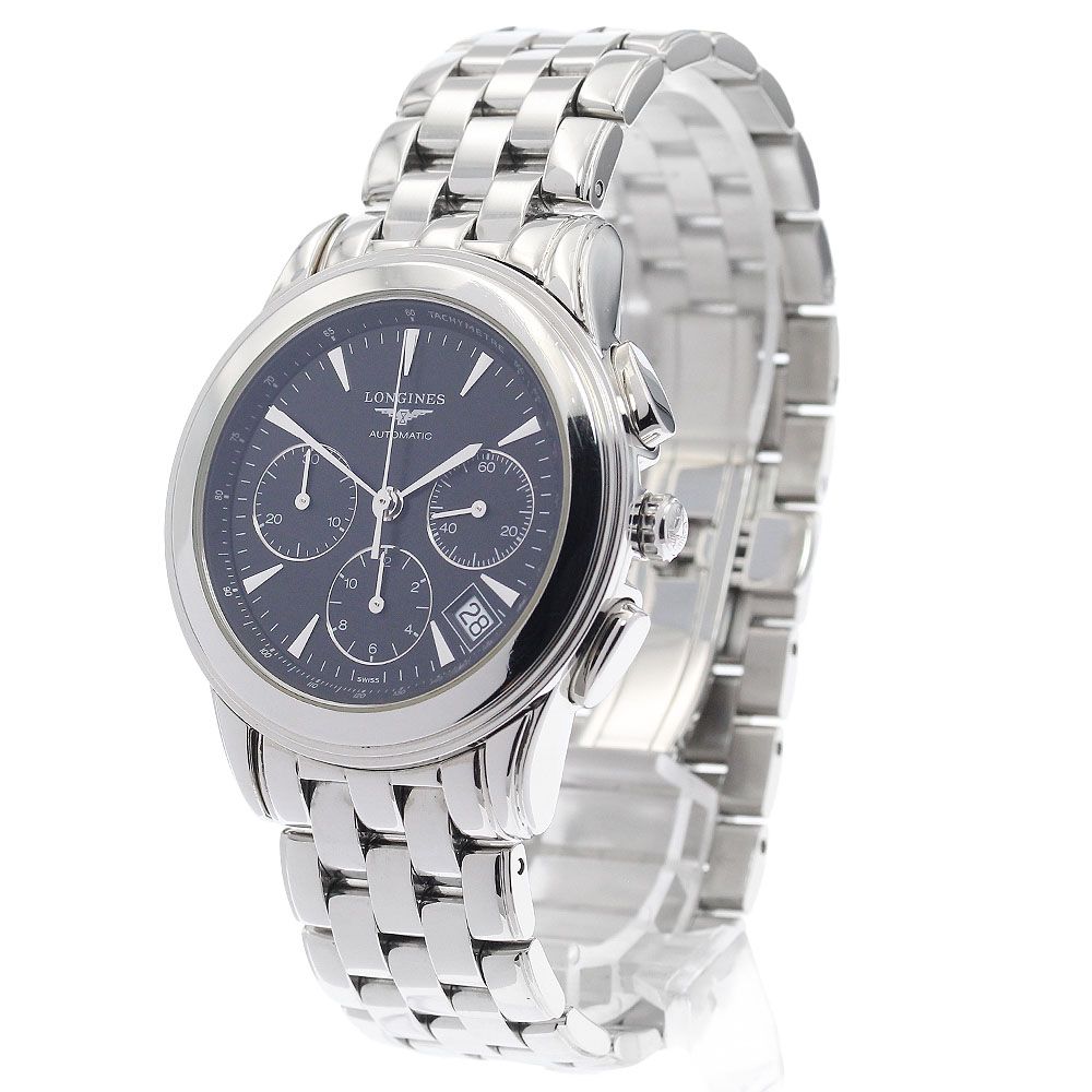  ロンジン LONGINES L4 718 4 フラッグシップ クロノグラフ 自動巻き メンズ 保証書付き_934730 コーデセット 自動巻き時計 腕時計(アナログ)