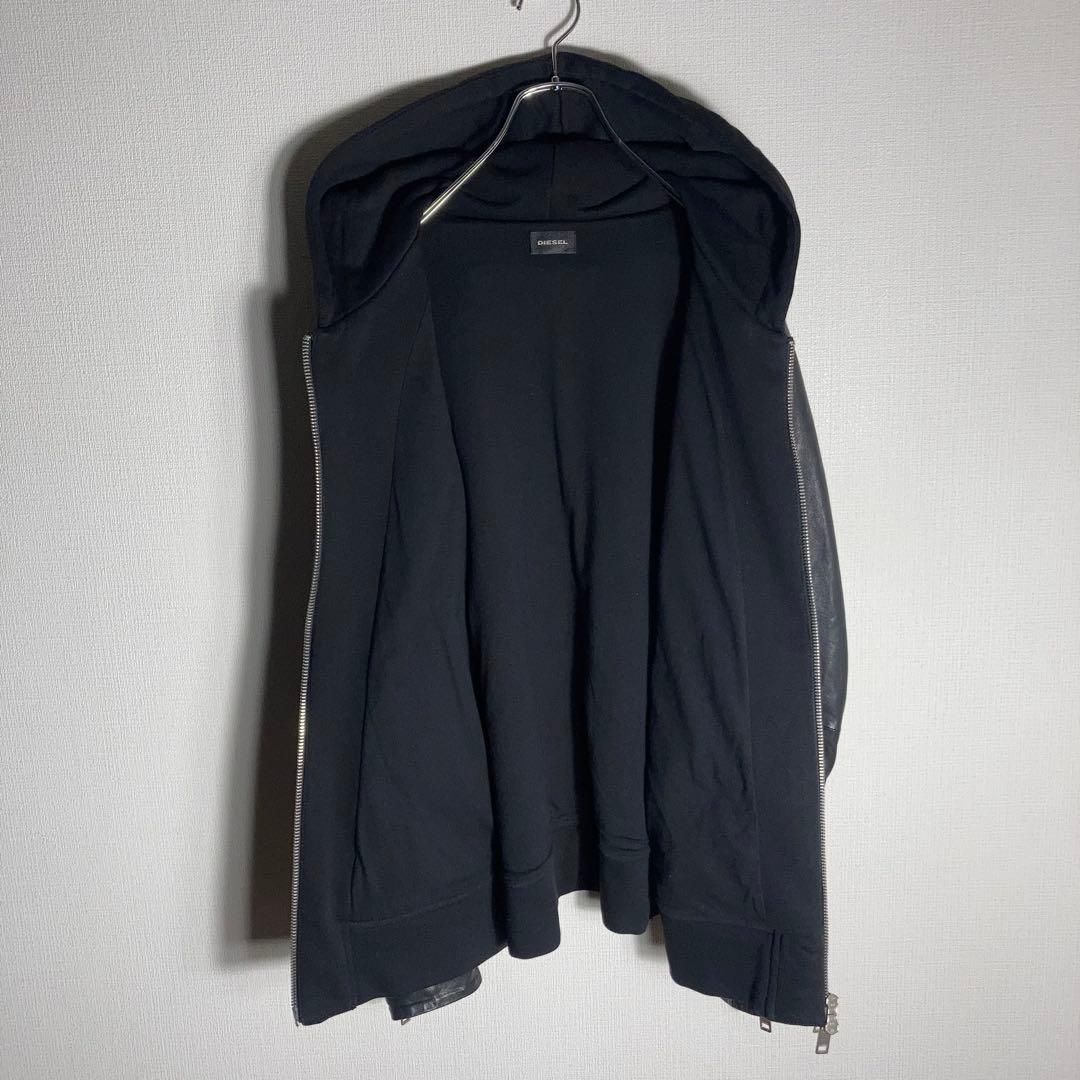 良品 DIESEL レザー切替 ジップパーカー 羊革 腕ロゴ M相当 黒 美品】DIESEL ラムレザー切り替えジップパーカー 羊革 黒 S - メルカリ
