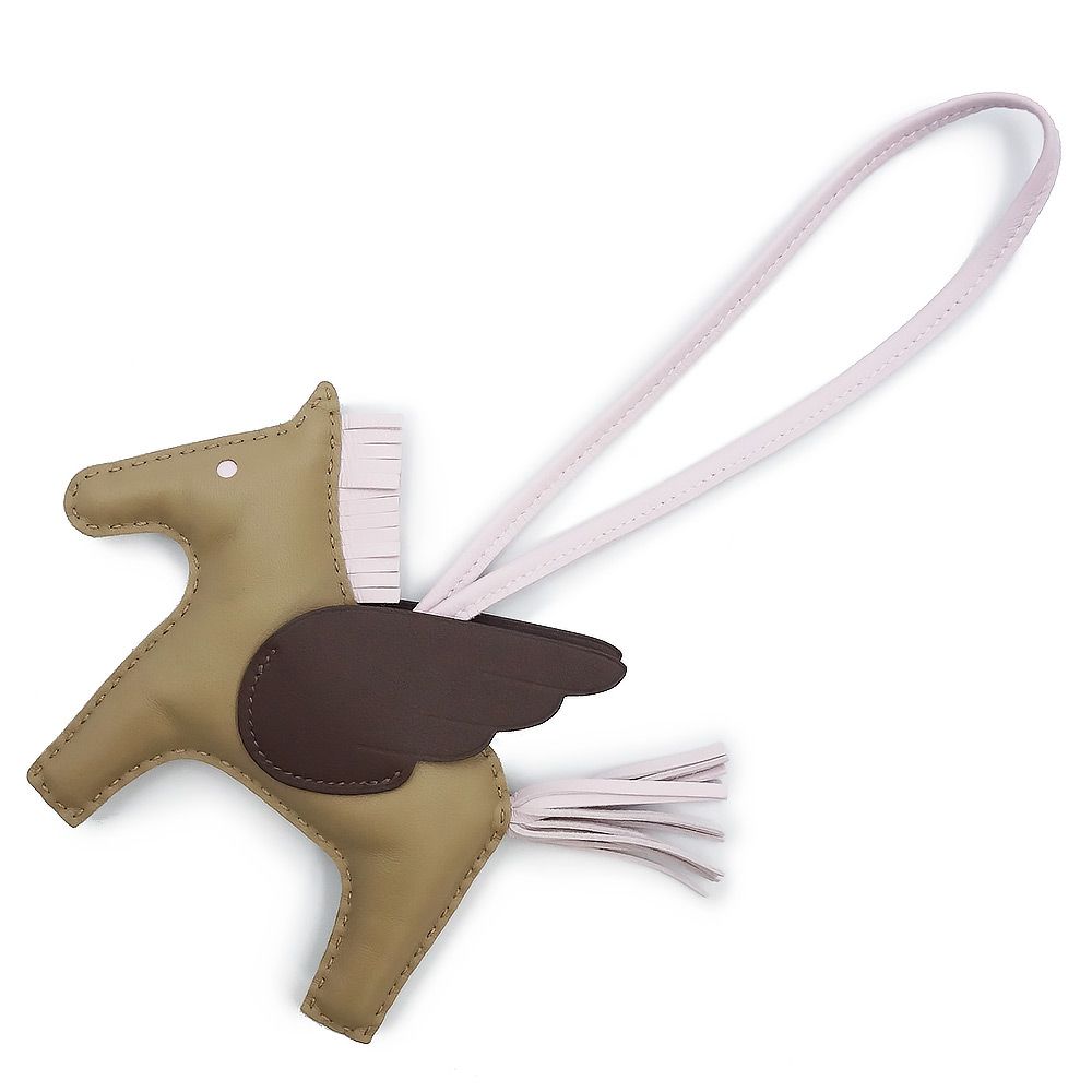 エルメス ロデオ ペガサス MM アニューミロ ベージュマルファ モーヴペール モーヴパール モカ ピンク ブラウン W刻印 バッグチャーム ラムスキン レザー HERMES ♥ 展示品