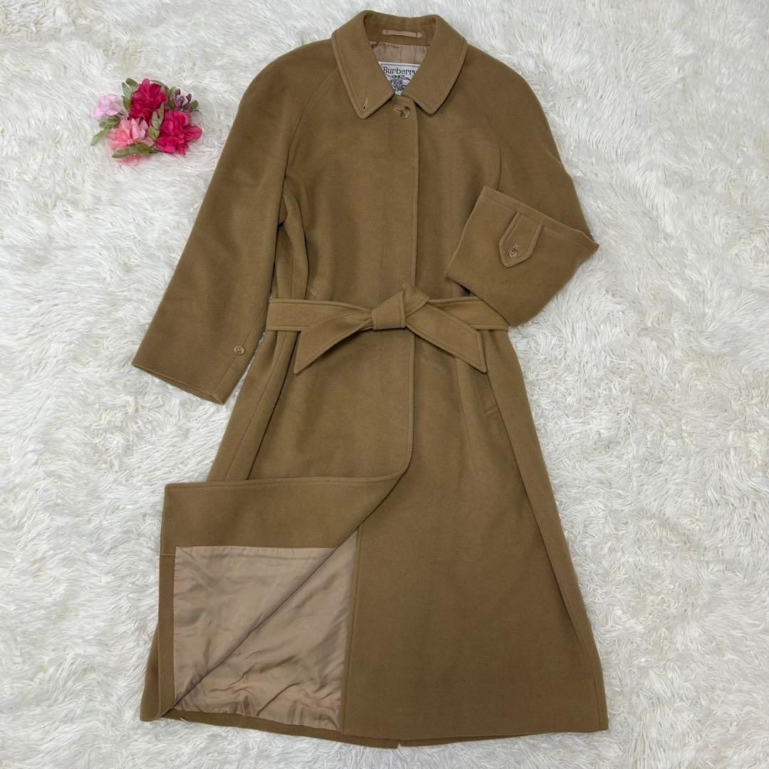 Burberrys’ ロングコート ウール100% ベルト付き カシミヤ混 L ミッドレングス ウールカーコート (フラックス／サンド) - メンズ