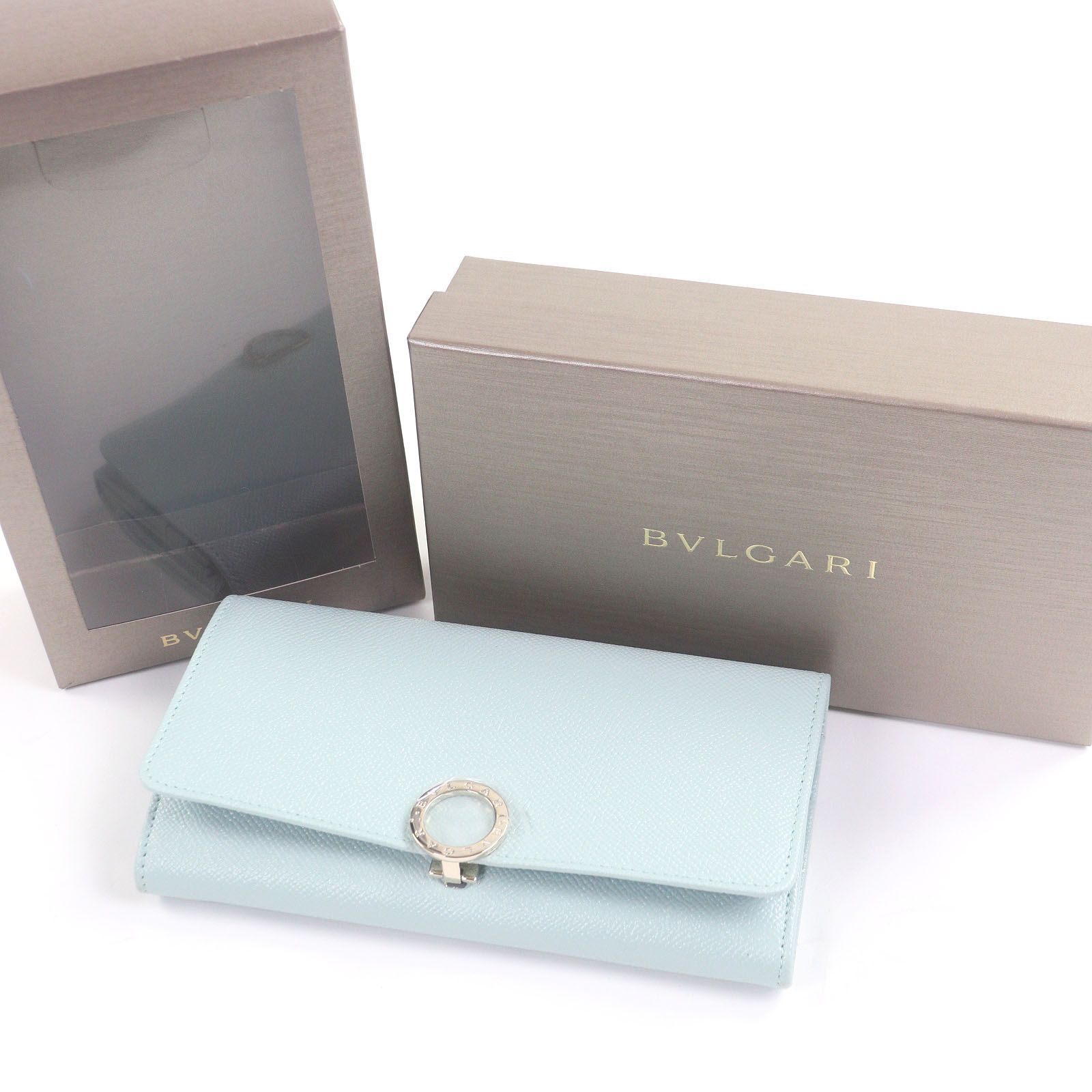 未使用品□BVLGARI ブルガリ 293702 レザー ブルガリブルガリ ラージウォレット 長財布 ライトブルー ゴールド イタリア製 定価115500円 未使用品□BVLGARI ブルガリ 293702 レザー ブルガリブルガリ ラージ