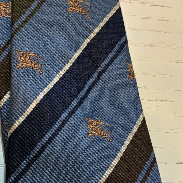 【✨新品未使用✨】BURBERRY バーバリー ネクタイ ストライプ ホースロゴ バーバリー BURBERRY ホースロゴ blue系ストライプ シルクネクタイ