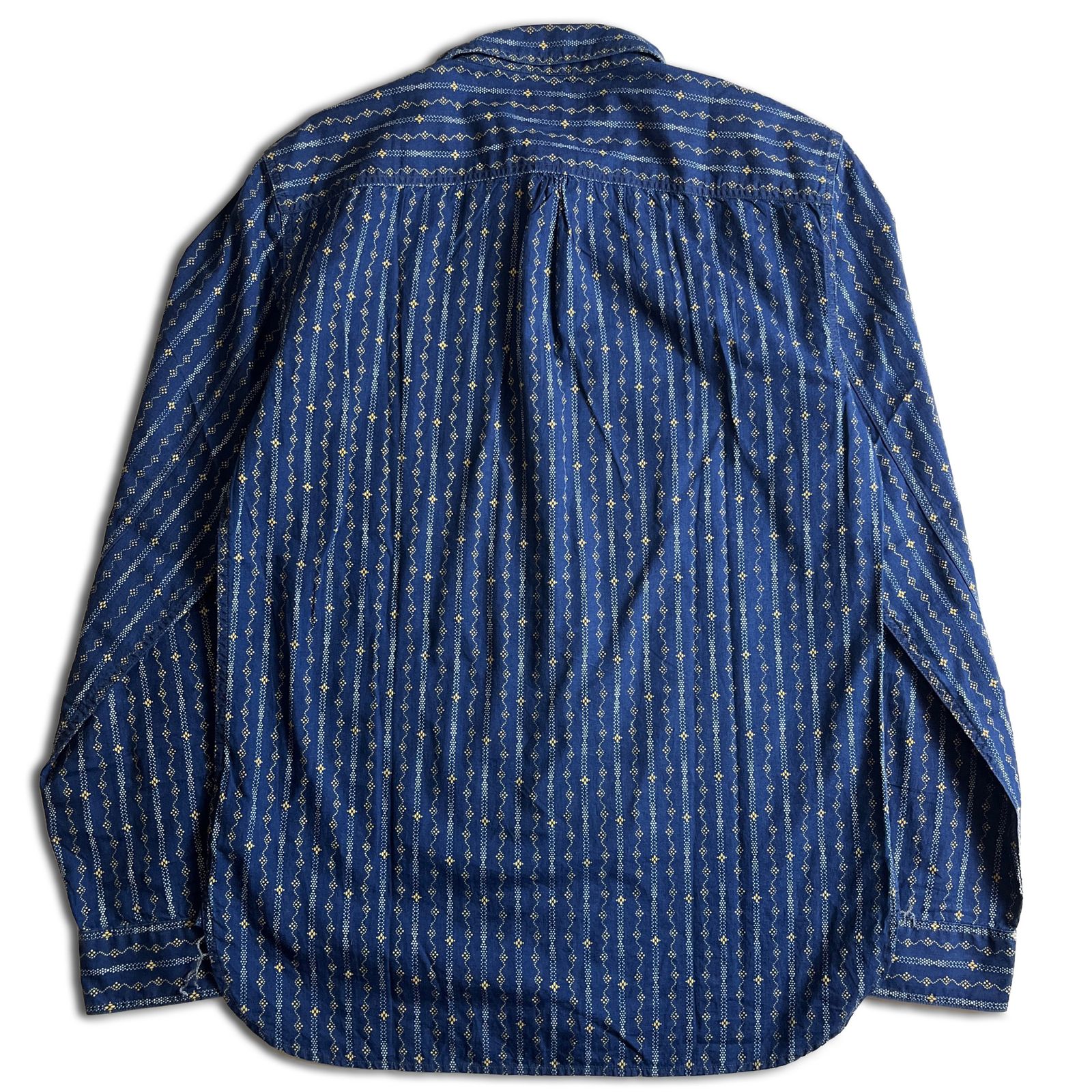 極美品】RRL INDIGO CALICO STRIPE SHIRT インディゴ キャリコ