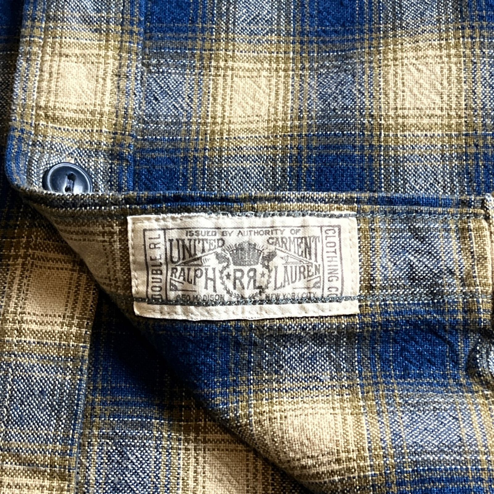 極美品】RRL オンブレチェック シャドーチェック 長袖シャツ ブルー M