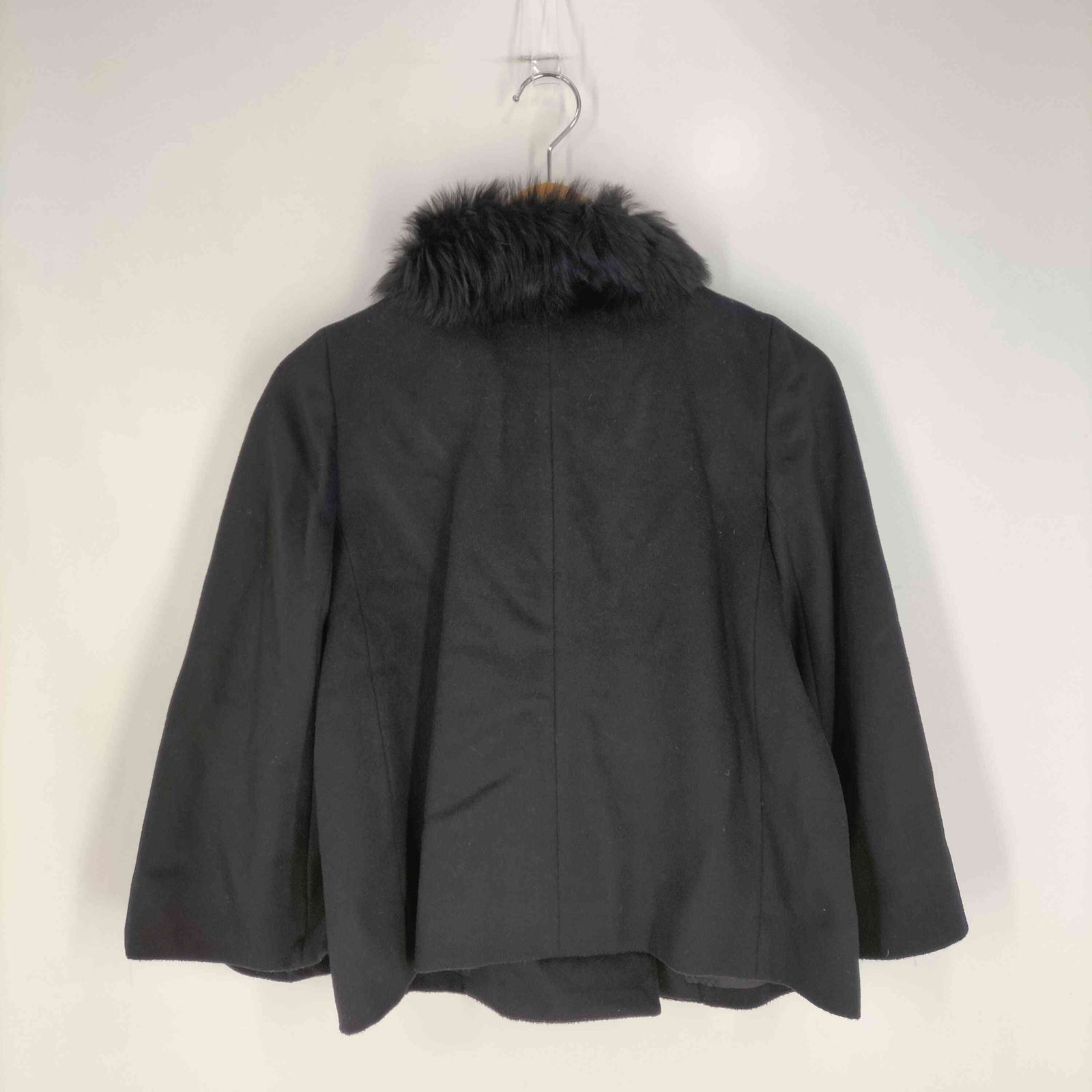 美品♡Mプルミエブラック　フォックスファー ポンチョ コートS 34 エムプルミエブラック M-premier BLACK ウールカシミヤ フォックス