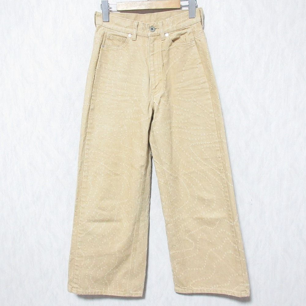 25 SS PUBLIC TOKYO パブリックトウキョウ コントアーラインデニムパンツ ジーンズ サイズ1 ベージュ レディース 古着