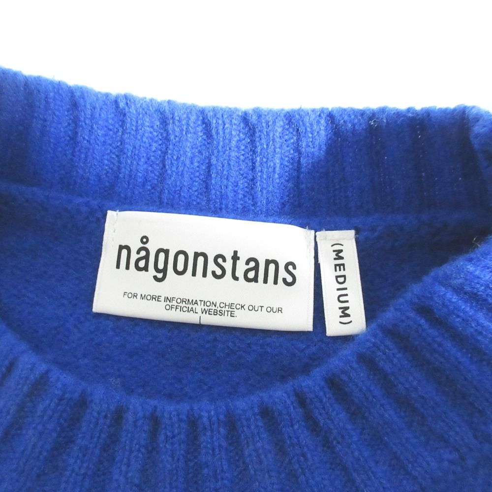 美品 nagonstans ナゴンスタンス form pullover ウール ロゴ刺繍 ニット セーター 470GS470-0160 サイズM ブルー レディース 古着 中古 USED 美品 nagonstans ナゴンスタンス form pullover ウール ロゴ刺繍