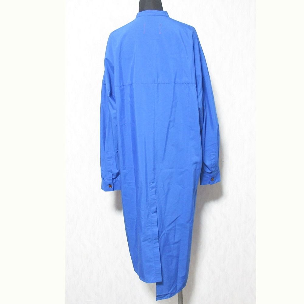 nagonstans ナゴンスタンス タイプライター アシンメトリーシャツワンピース -1990 サイズＭ ブルー レディース 古着