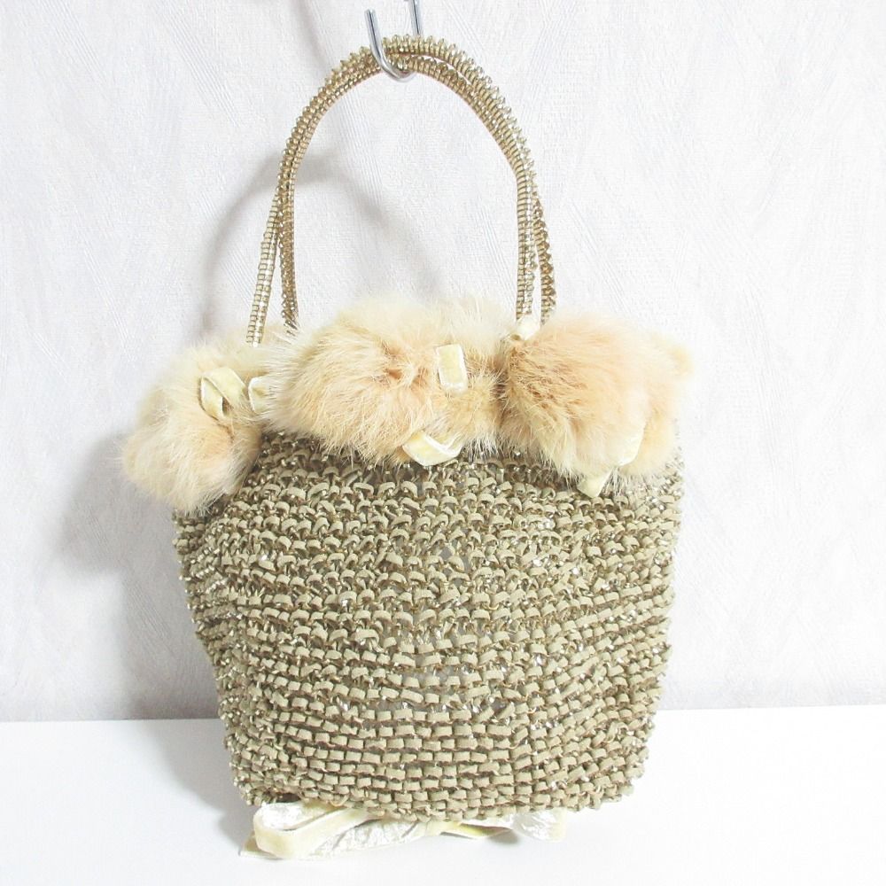 ANTEPRIMA アンテプリマ ワイヤーバッグ ファー ベルト付き ベージュ レディース 古着