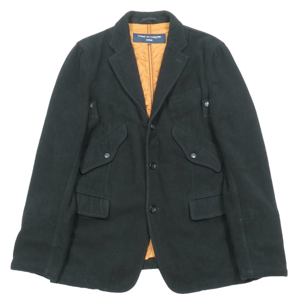 05 AW COMME des GARCONS HOMME コムデギャルソンオム メルトンウール ミリタリー テーラードジャケット コート アウター L 黒 メンズ 古着