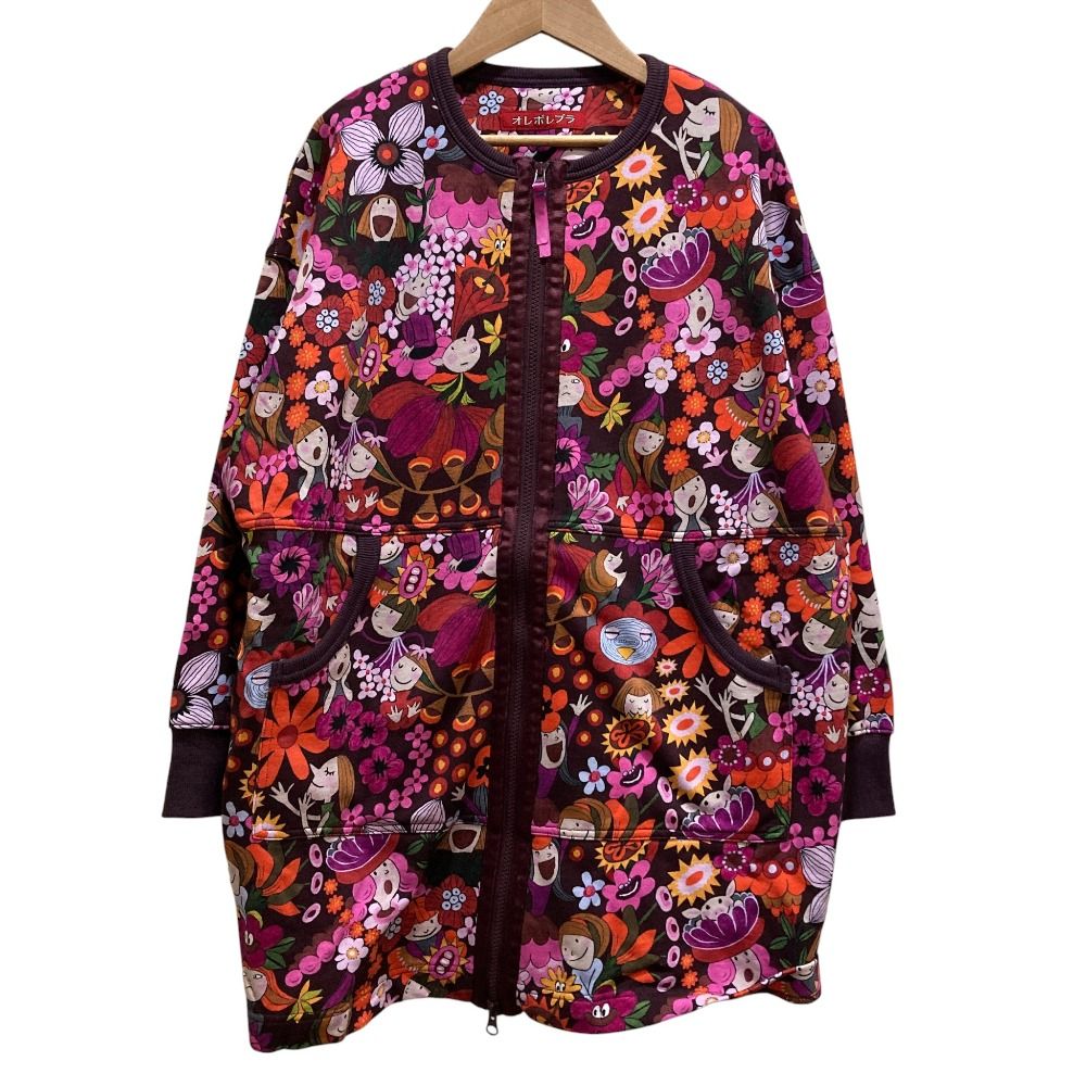 ♥ OLLEBOREBLA ALBEROBELLO オレボレブラ アルベロベロ ぶたさん プリント ダブルジップ ジャケット Mサイズ パープル レディース 古着