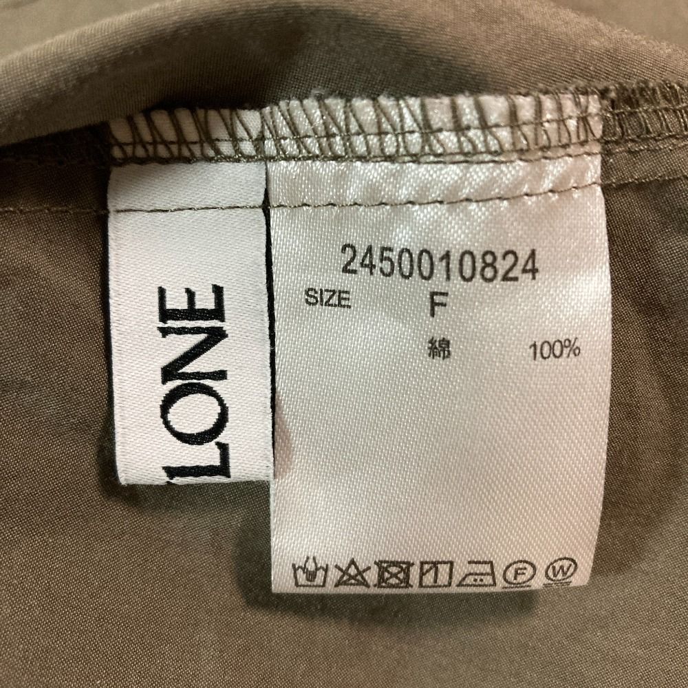  BABYLONE バビロン タイプライターシャツワンピース サイズF カーキ レディース 古着 長袖 七分袖 その他