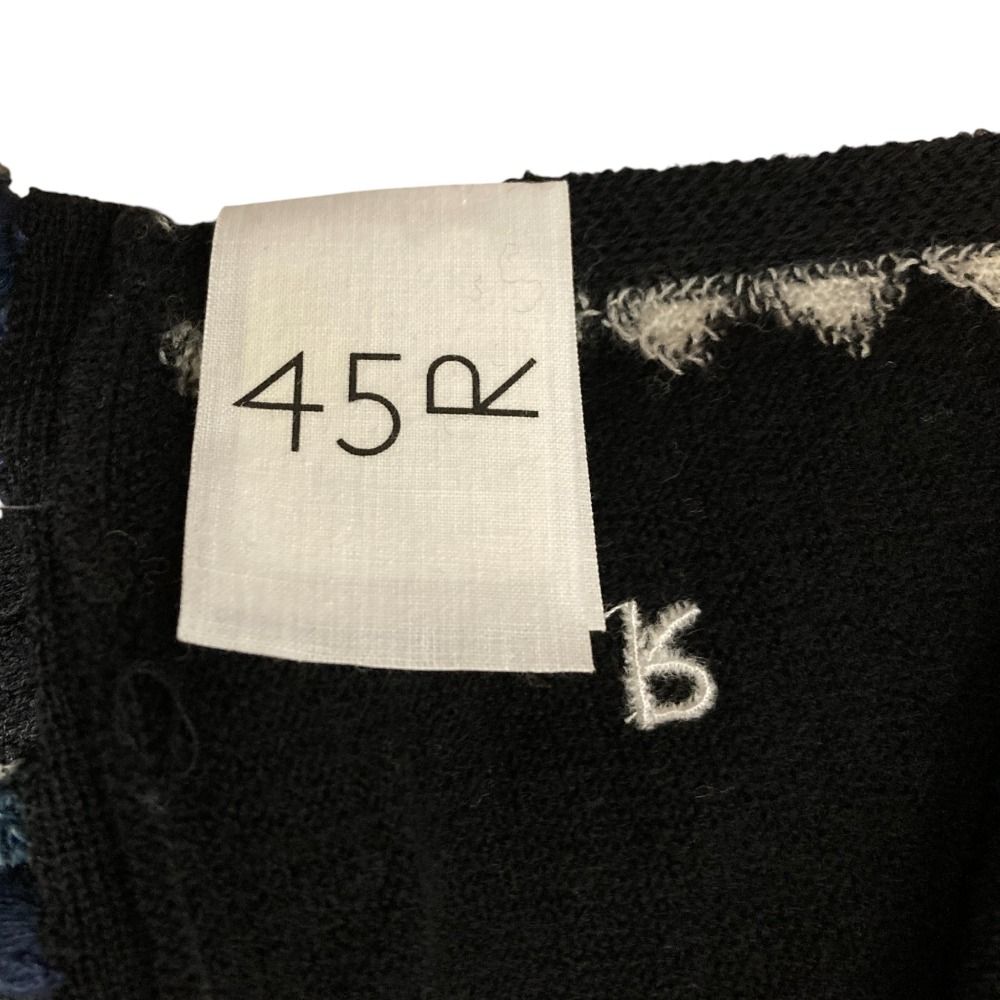 45 R フォーティファイブアール ポンポンフリンジ 大判ストール ブランケット 5089095 ブラック レディース 古着