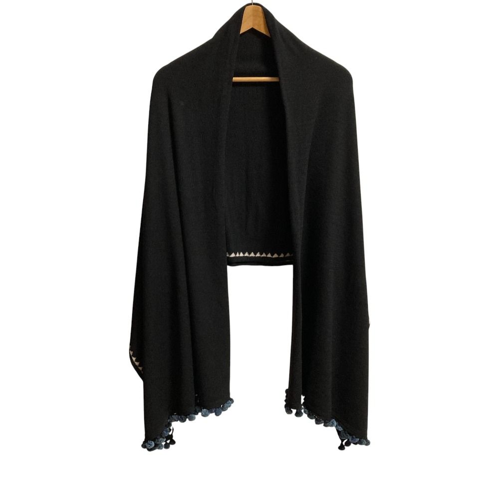 ポンポンフリンジ 大判ストール