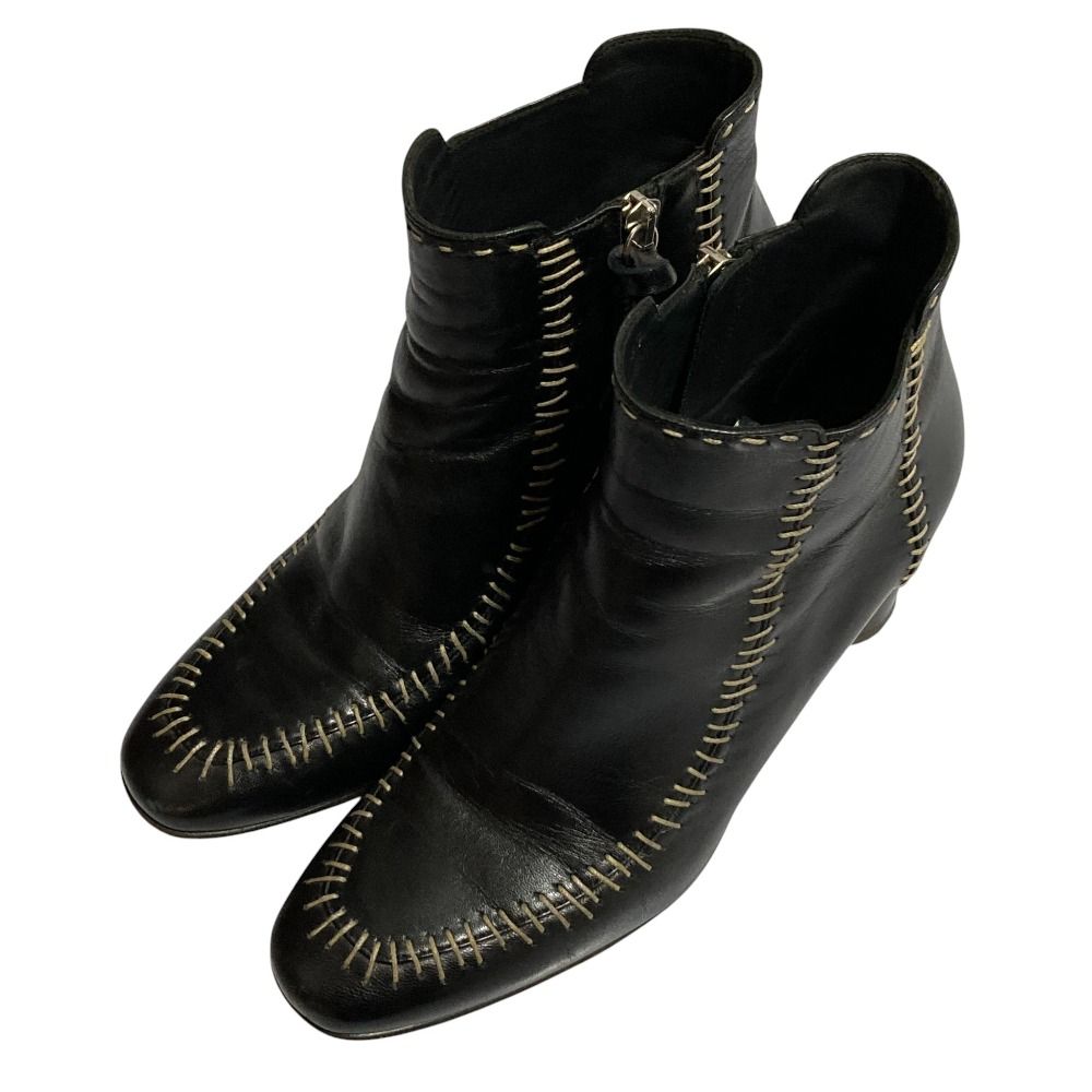 JW. JWアンダーソン ステッチデザイン ショートブーツ サイズ37 23.5 cm相当 ブラック レディース 古着