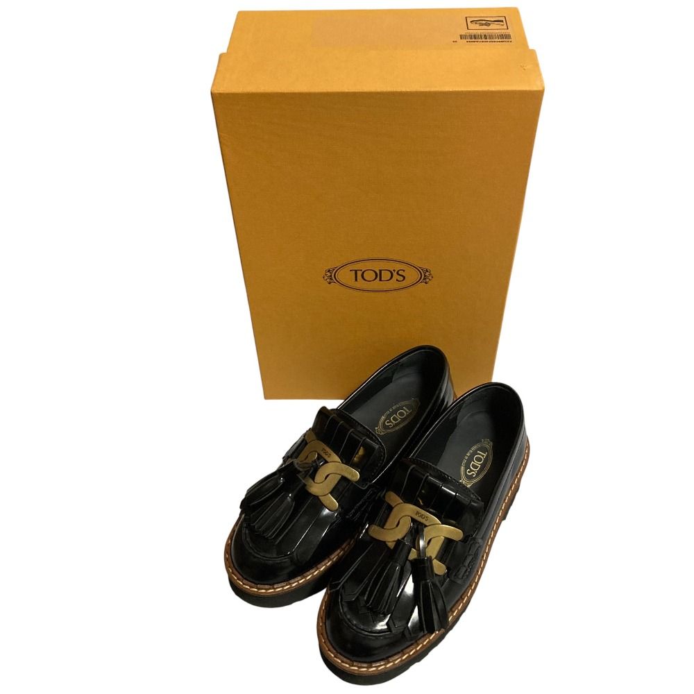 TOD S トッズ KATE キルトタッセル ローファー レザーシューズ サイズ36 23.0 cm相当 ブラック レディース 古着
