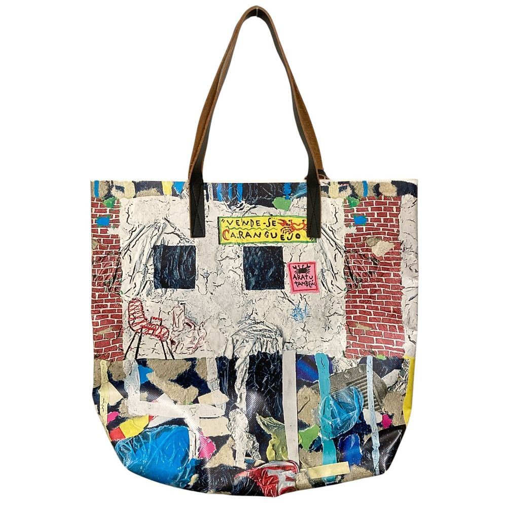 良品 MARNI マルニ アート柄 PVC トートバッグ マルチカラー