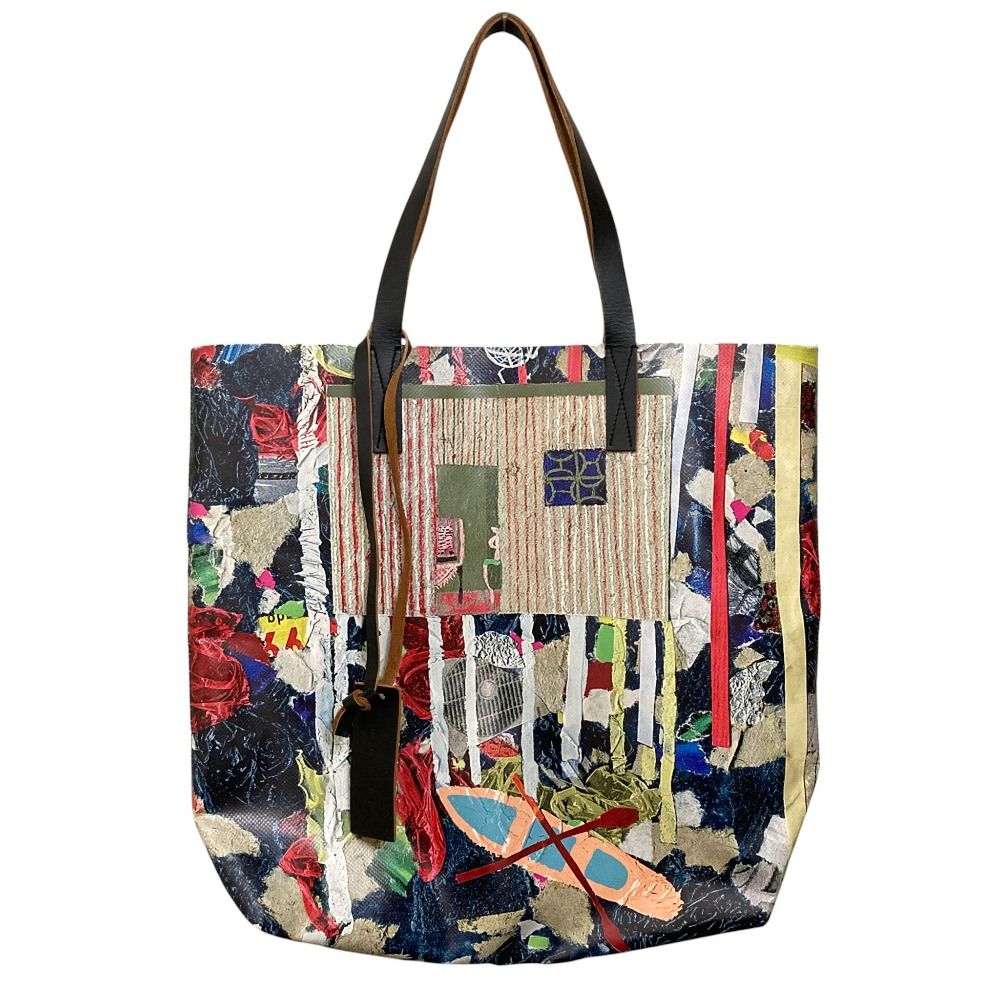 良品 MARNI マルニ アート柄 PVC トートバッグ マルチカラー