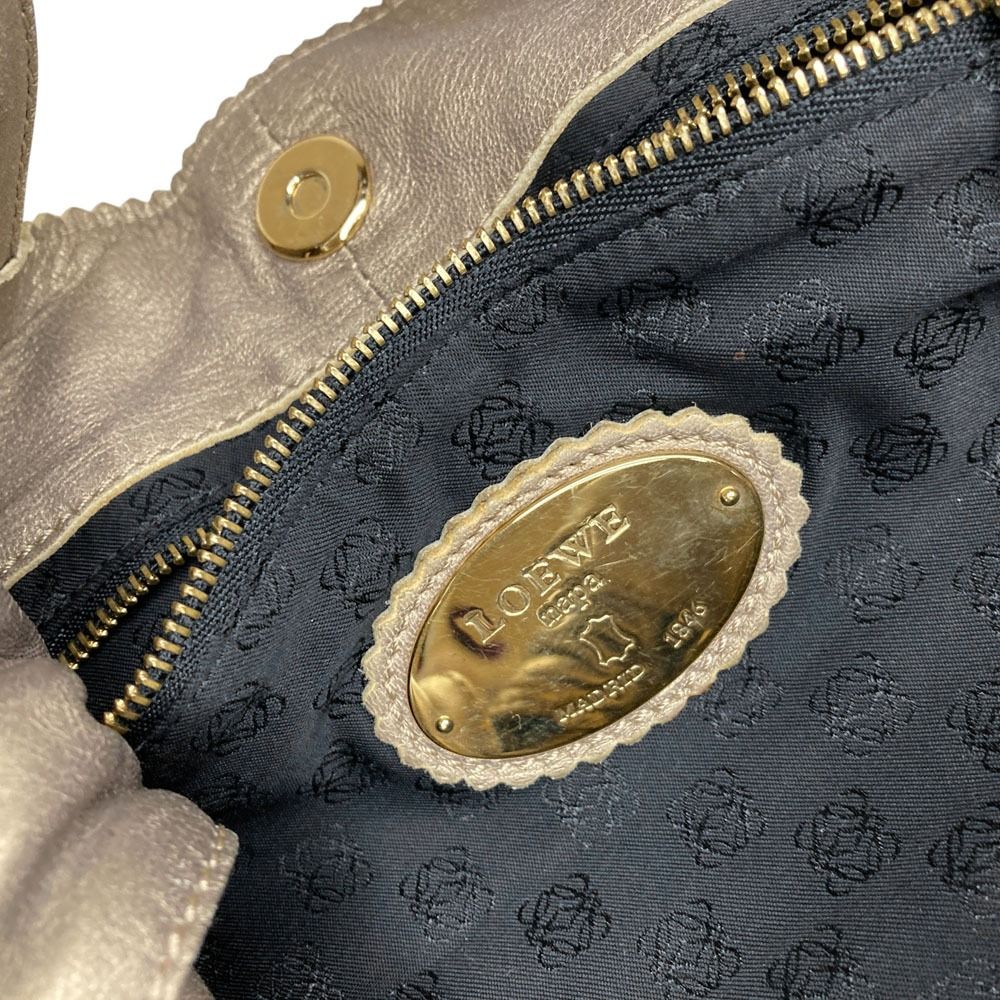 良品 LOEWE ロエベ ナッパアイレ アナグラム ハンドバッグ ゴールド系  