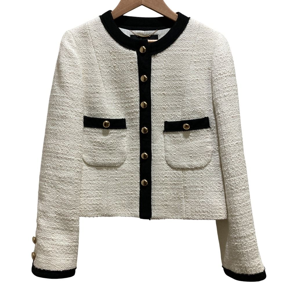 アルアバイル　ジャケット　ツイード　ブラック　ホワイト 美品 23SS allureville アルアバイル バイカラー ノーカラー ツイード