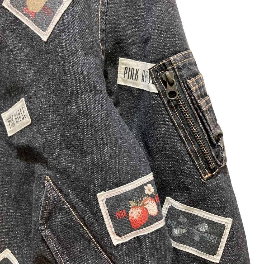 PINK HOUSE ダークデニムジャケット　パッチワーク 美品 PINK HOUSE ピンクハウス 裏地ギンガムチェック パッチワーク