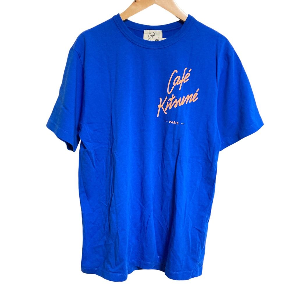 美品 MAISON KITSUNE メゾンキツネ Cafe Kitsune ロゴプリント Tシャツ