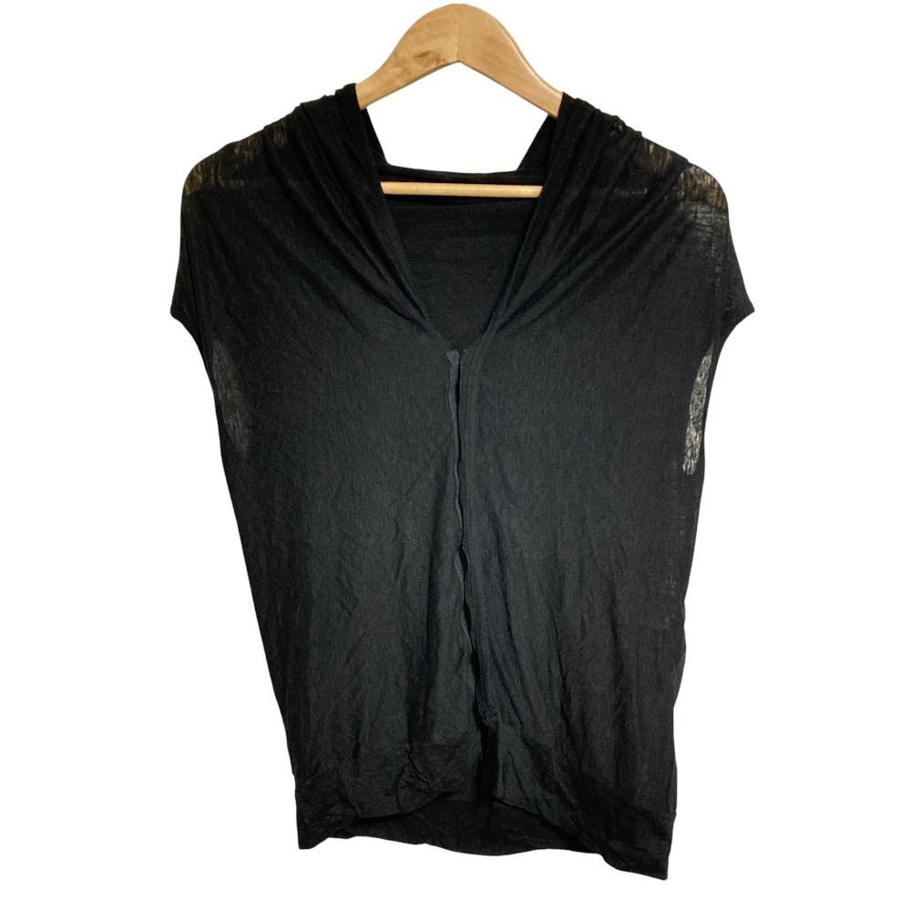 美品 LIMI feu リミフゥ ノースリーブ リネンフーディ S ブラック