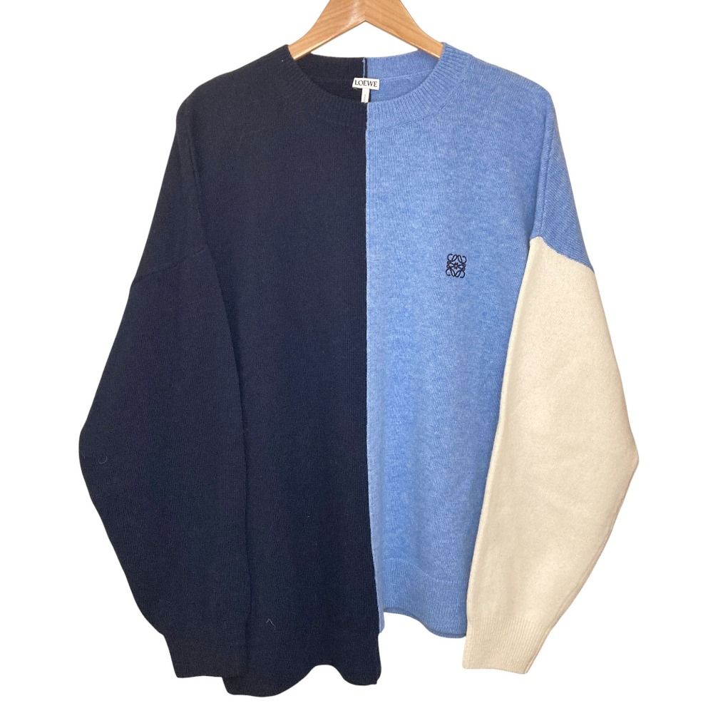 美品 23AW LOEWE ロエベ アナグラム刺繍 アシンメトリーニット