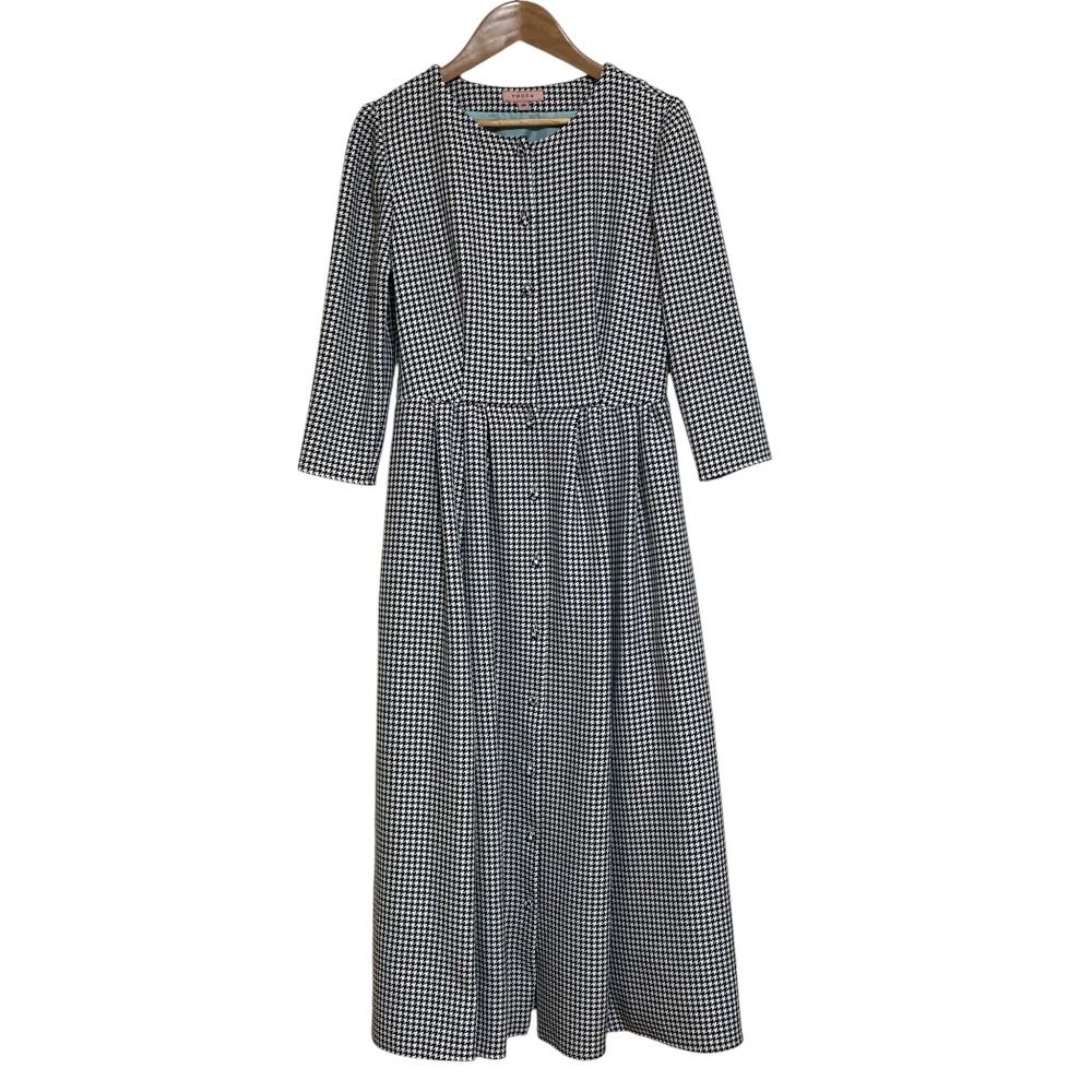 美品 24AW TOCCA トッカ 洗える 千鳥格子 フレアワンピース サイズ00