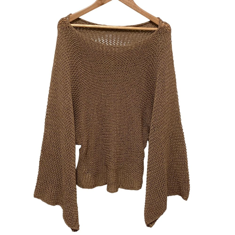 Chaos カオス メッシュニットトップス フサイズF ブラウン レディース 古着