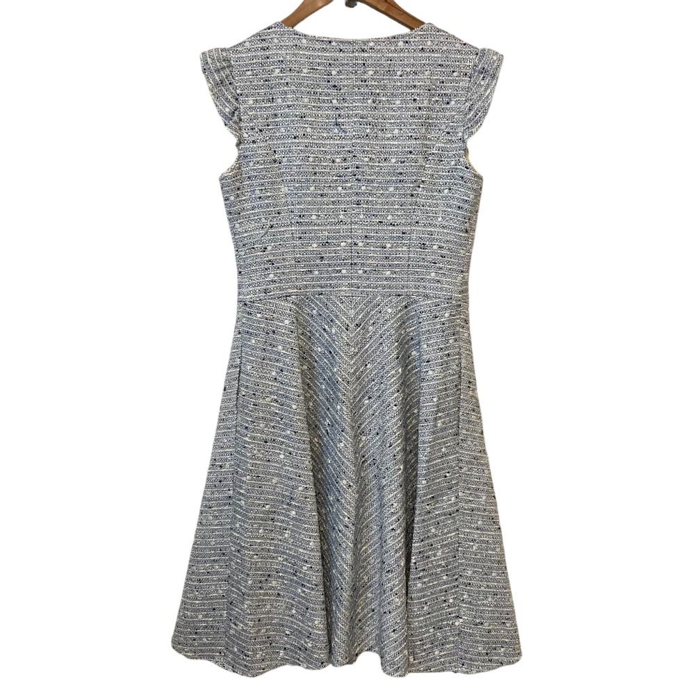 【中古】ルネ TISSUE ツイード ノースリーブ ワンピース イタリア製生地 タック フレア ダークグレー系 36 レディース 良品 Rene ルネ イタリア製生地 ツイード ノースリーブワンピース