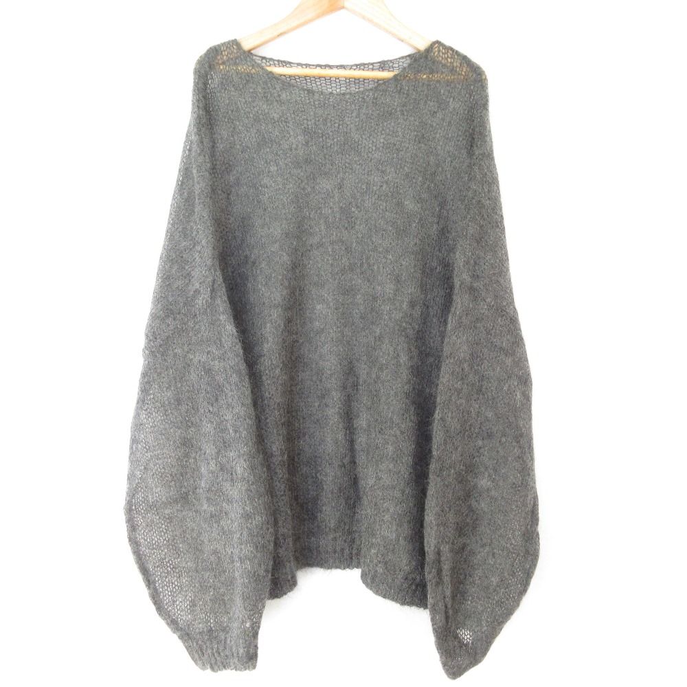 ETRE TOKYO エトレトウキョウ ボリュームスリーブ モヘヤニット プルオーバー Fサイズ チャコールグレー レディース 古着