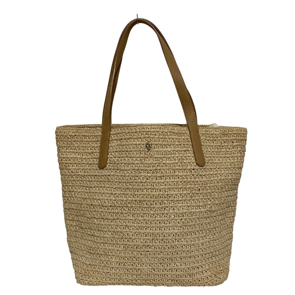 【中古】ヘレンカミンスキー　ラフィア　グレージュ　かごバッグ 中古】ヘレンカミンスキー ラフィア グレージュ かごバッグ 中古