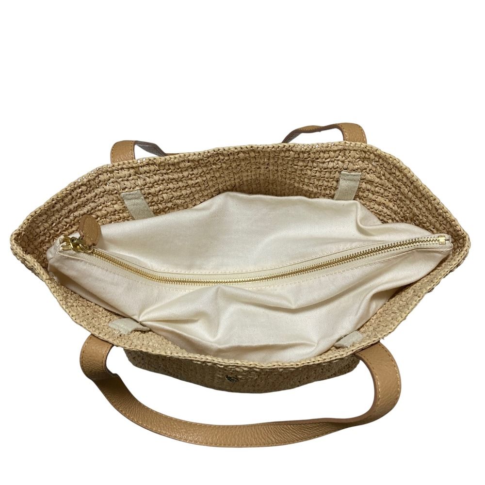 美品 HELEN KAMINSKI ヘレンカミンスキー レザーハンドル ラフィア