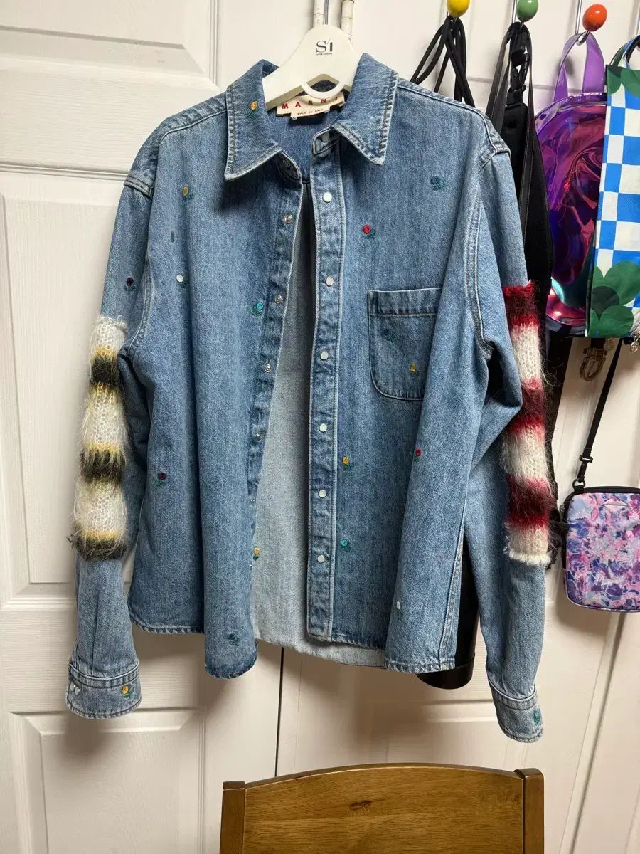 マルニ 刺繍 ウール デニムシャツ サイズ 50